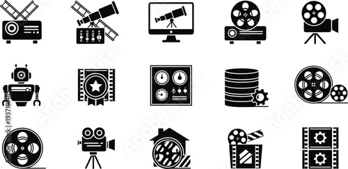 Detailed vector illustration of weeping willow and flowering yellow mimosa trees set on green grass patches for nature landscape design.
