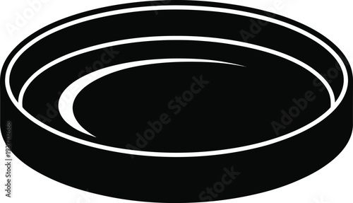 Black Abstract Bowl Shape With Curved Lines On White Background concentric