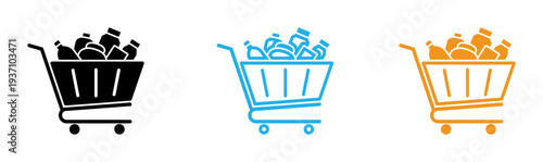 Shopping cart icons with french fries