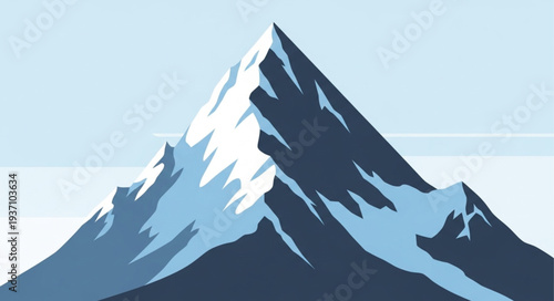 Majestic Snow-Capped Mountain Peak in Cold Environment.