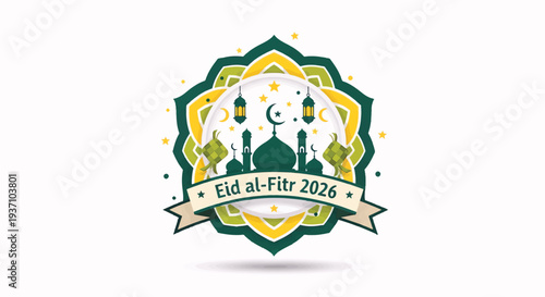 Eid Celebration Lanterns Family Gathering Festive Mosque Interior