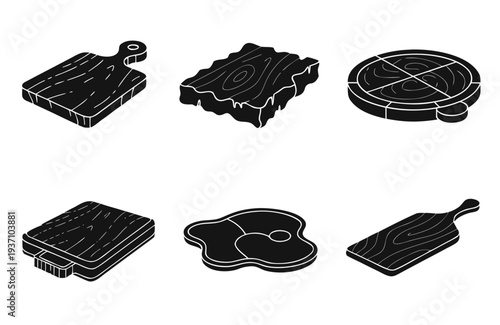 Collection of wooden cutting boards illustrations