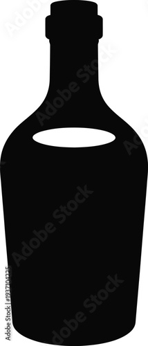 Black Silhouette of a Liquor Bottle on White Background vector illustration