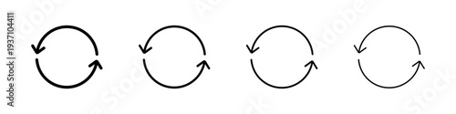 Collection of four refresh and reload circular arrow icons for interfaces
