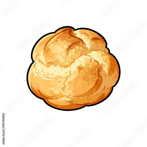 [Vector EPS]A delicious and golden baked cream puff pastry