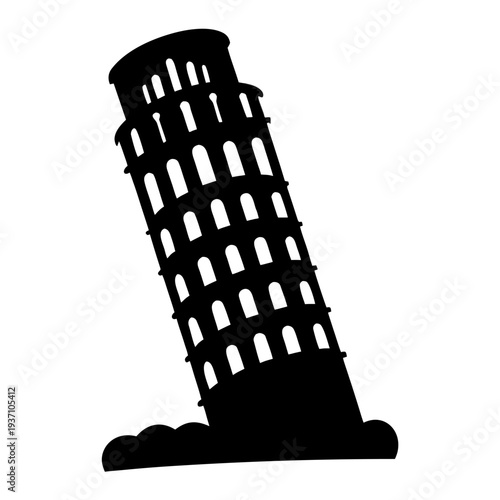 Leaning Tower of Pisa in dramatic black silhouette