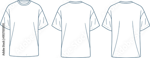 Three White T- Shirt with Different Sleeve Styles Shown from Front and Back t-shirt clothing apparel