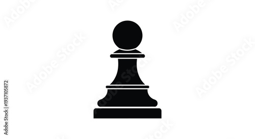 A minimalist depiction of a black chess pawn isolated on a clean white background high quality