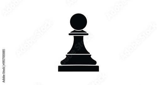 A stark black silhouette of a chess pawn isolated against a plain white background high quality