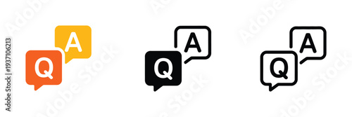 FAQ help flat design icon, speech bubble with question symbol, vector illustration