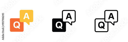 FAQ help flat design icon, speech bubble with question symbol, vector illustration
