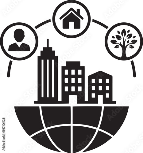Sustainable Urban Community: City Development Icon