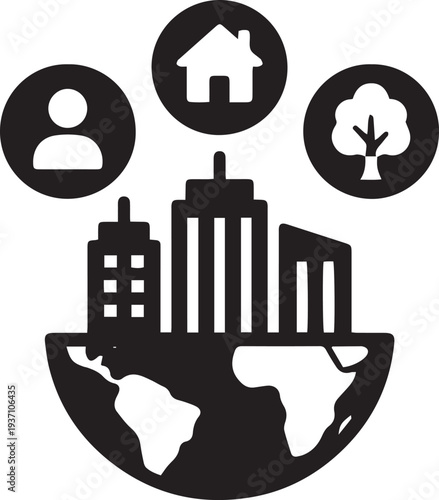 Sustainable Urban Community: City Development Icon