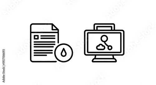 Icons representing data logging and cloud network connection, symbolizing data transfer and digital connectivity.