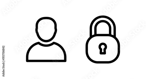 User profile and security lock icons, symbolizing personal accounts, privacy, and protection of sensitive information.