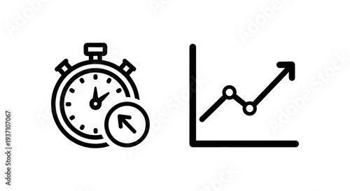 Running Pace Tracker and Growth Chart Icons Set