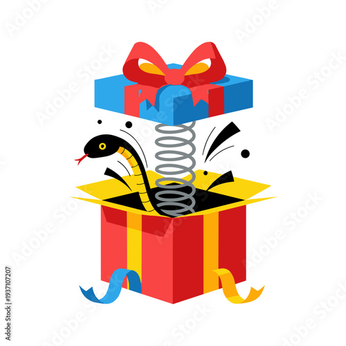 Colorful jack in the box toy with spring snake for prank and surprise gift