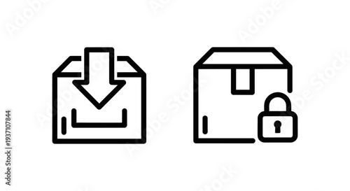Data Archiving and Archive Storage Icons - Secure Digital Information Management and Cloud Backup
