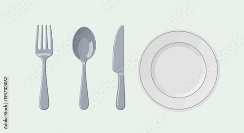 Elegant table setting with silverware and plate on modern dining table