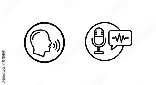 Edge Voice Recognition and Wake Word Detection Icons: Advanced AI, Speech Processing, Smart Device Interaction, and Digital Assistant Technology.