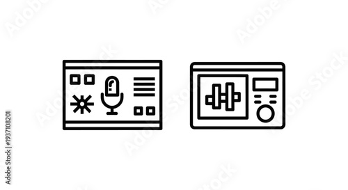 Voice Dashboard and Console Icons: Sound Control, Audio Interface, and AI Technology for Smart Systems