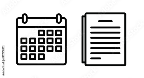 Calendar and Documents Icons: Business Scheduling, Planning, Organization, and Administrative Tasks