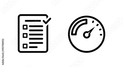 Minimal Score and Checklist Outline Icons: Task Completion, Performance Measurement, and Goal Achievement Concept