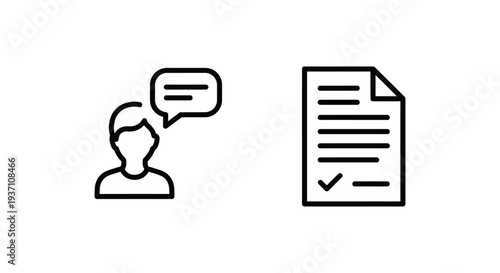 User Feedback and Feedback Form Outline Icons: Customer Opinion, Survey, and Communication for Service Improvement