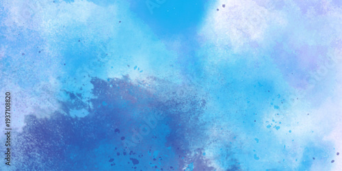 Watercolor abstract bright colorful textural background handmade. Watercolor deep blue background with subtle watercolor washes and small bright accents resembling the glow of stars on a frosty night	