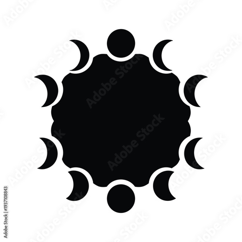 Moon Phases Circular Arrangement Science Symbol