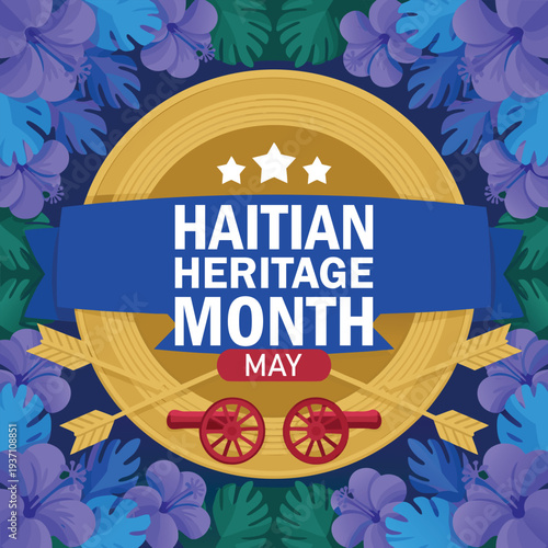 Haitian Heritage Month background. Holiday concept. For background, banner, placard, card, and poster design, vector illustration.
