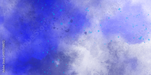 Watercolor abstract bright colorful textural background handmade. Watercolor deep blue background with subtle watercolor washes and small bright accents resembling the glow of stars on a frosty night	