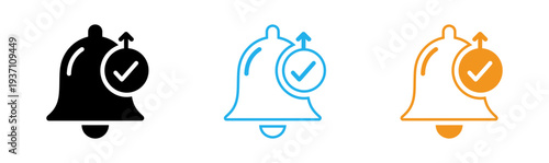 Bell icons with checkmarks in three colors