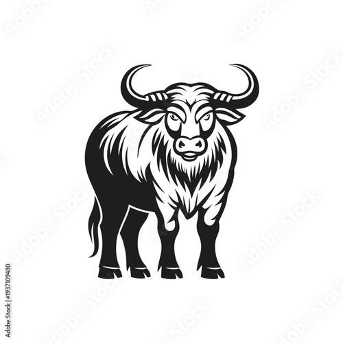 Stern buffalo silhouette stands tall amongst the grass and shining stars tonight