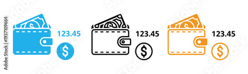 Financial icons with wallets and money