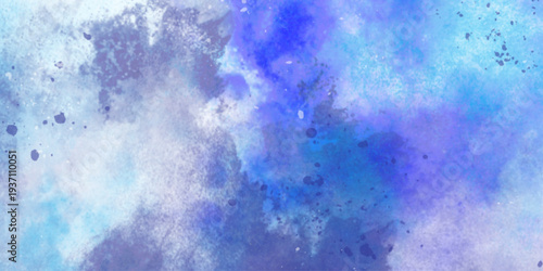 Watercolor abstract bright colorful textural background handmade. Watercolor deep blue background with subtle watercolor washes and small bright accents resembling the glow of stars on a frosty night	