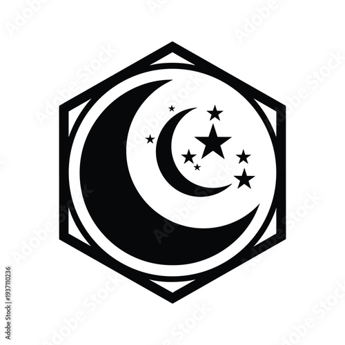 Moon Stars Emblem Vector Graphic