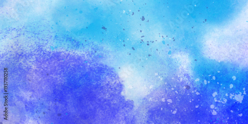 Watercolor abstract bright colorful textural background handmade. Watercolor deep blue background with subtle watercolor washes and small bright accents resembling the glow of stars on a frosty night	