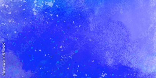 Watercolor abstract bright colorful textural background handmade. Watercolor deep blue background with subtle watercolor washes and small bright accents resembling the glow of stars on a frosty night	