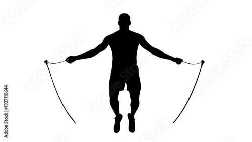 Male Athlete Silhouette Skipping Rope Jump Rope Cardio Workout Action Pose