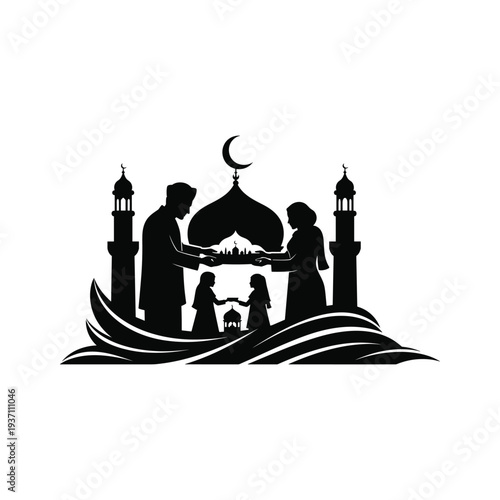 Islamic Family Mosque Celebration Generative Art