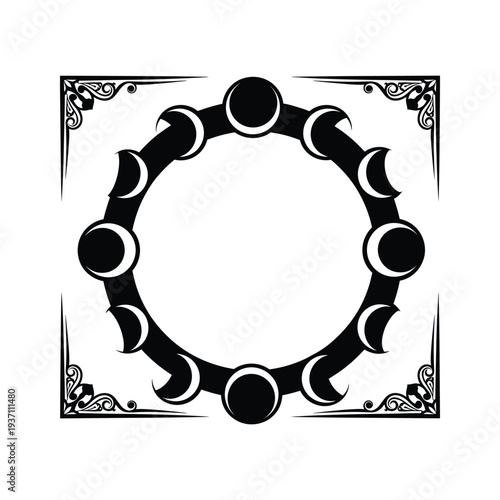 Moon Phases Circle Decorative Element Commercial Graphic