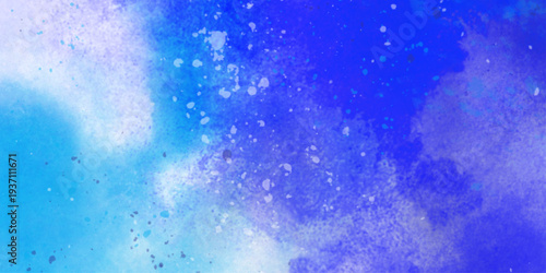 Watercolor abstract bright colorful textural background handmade. Watercolor deep blue background with subtle watercolor washes and small bright accents resembling the glow of stars on a frosty night	