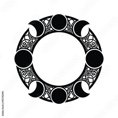 Lunar Cycle Frame Celestial Symbol Vector
