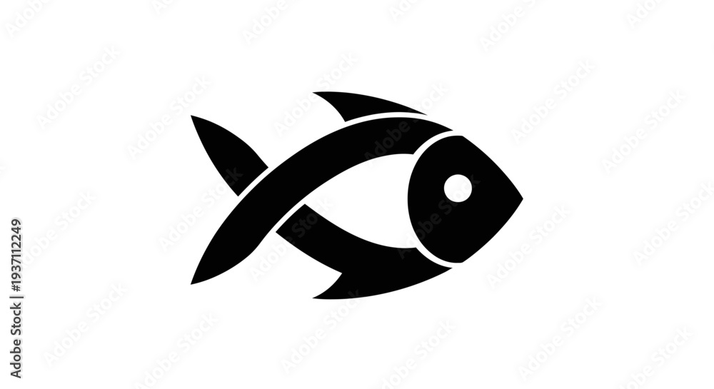 Obraz premium Stylized fish symbol on white background
