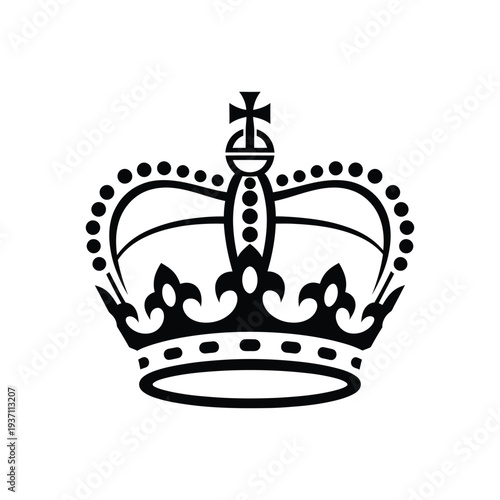 Black Crown Icon Royal Symbol Vector Illustration