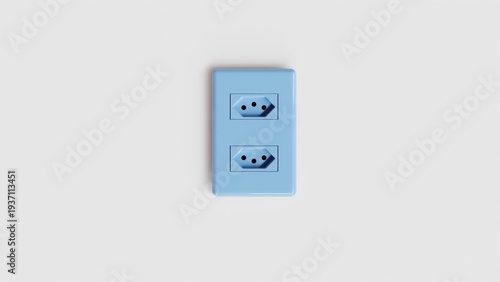 Modern Type N double wall power outlet socket. Minimalist white electrical plug point for home and office interior, professional hardware isolated on white background.