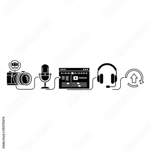 video camera and headphones