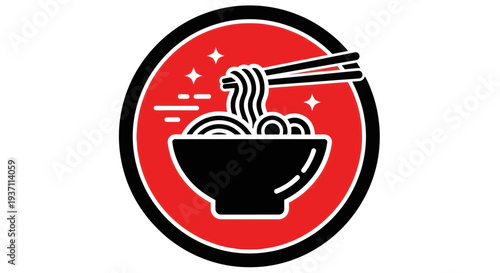 Noodle bowl icon with chopsticks