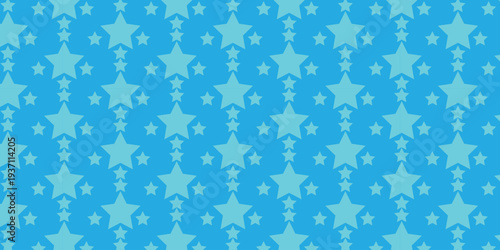 Aqua Stars Pattern Background Seamless. A seamless repeating pattern of bright aqua stars on a solid blue background, perfect for celebratory designs and children's themes.